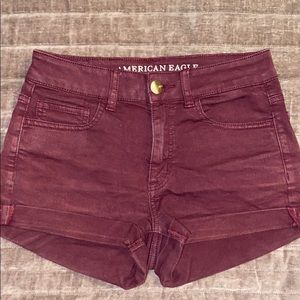 Burgundy American Eagle jean shorts